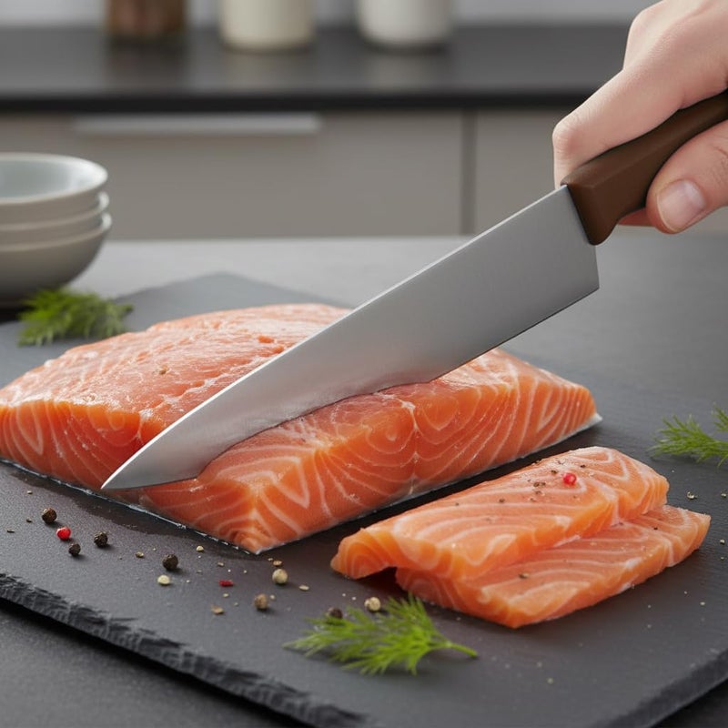 Kitchen Master 8 Inch Stainless Steel Professional Chef Knife (Brown) | NSF Certified for Cooked Meat - Image 3